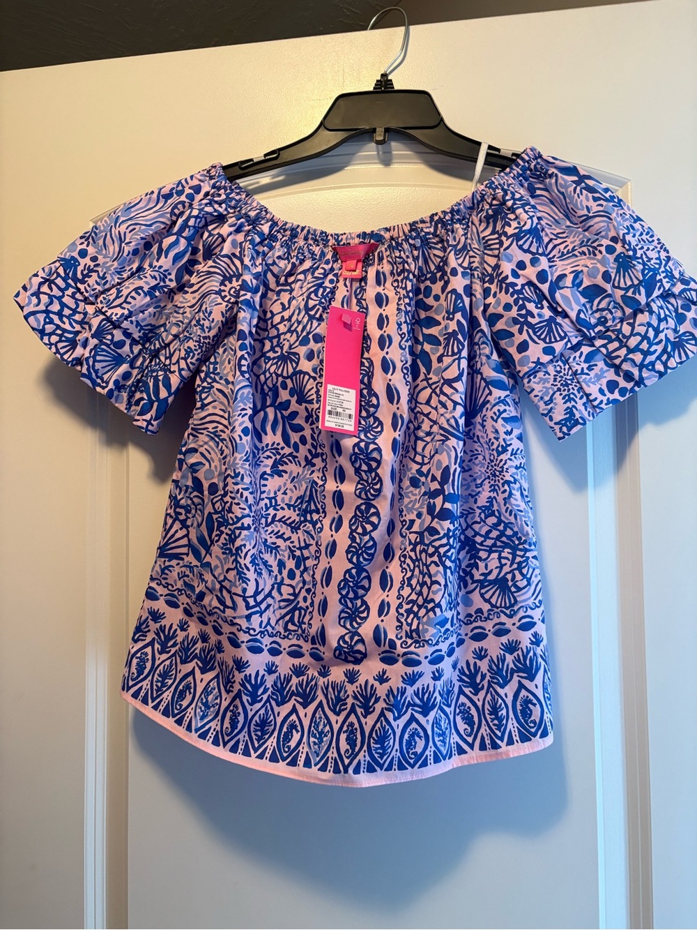 Lilly Pulitzer frankee off the shoulder top Calla Lilly Pink XS Brand new!!!